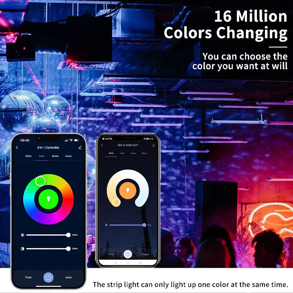 5M 10M COB RGB+CCT LED 스트립 세트 투야 와이파이 RF 리모컨 24V 디밍 가능 무점착 침실 조명 알렉사 구글 제어