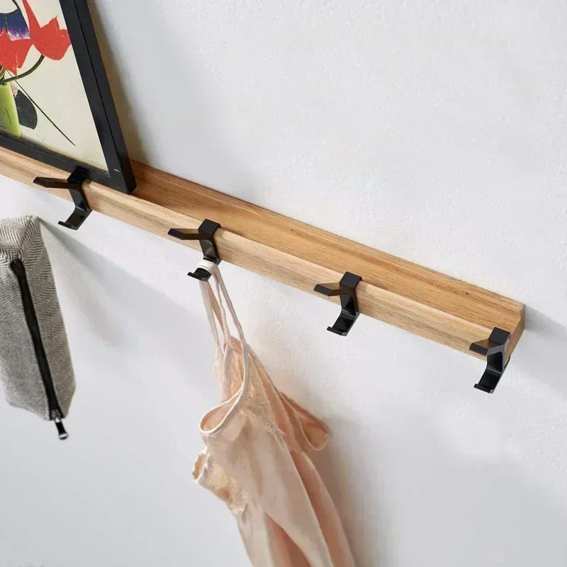 Nordic Wall Mounted Aluminum Metal Hanger Hanger Removable 5 Hooks for Towels, Hats, Bathrobes and Wooden Hangers