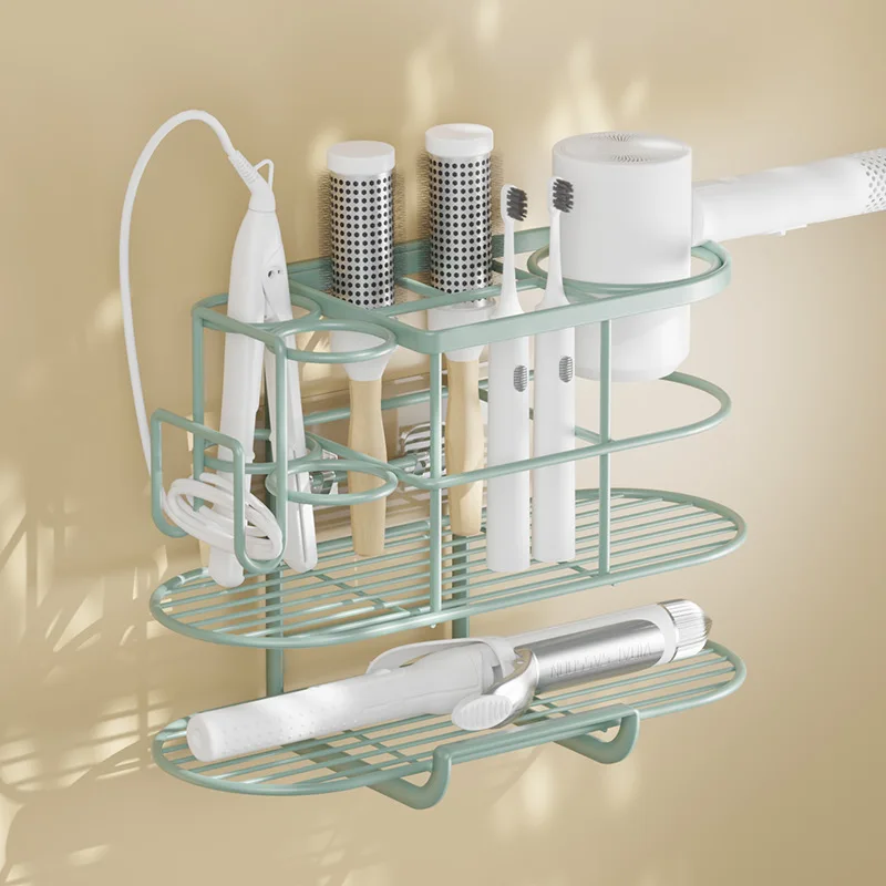 

Wall Mounted Hair Dryer Holder Organizer Rack Hair Straightener Stand Bathroom Shelf Storage Shelves Blower Shelves Accessories