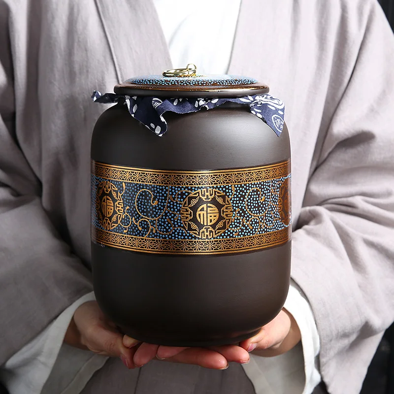 

Coffee Tea Box Organizer Chinese Tea Case Accessories Ceramic Jars Lid Ceramic Storage Tee Aufbewahrung Box Containers YYY35XP