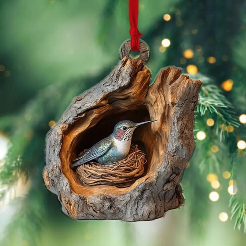 Animal Christmas Ornaments 2D Cute Christmas Acrylic Pendant Animal Raccoon Owl Squirrel Hedgehog Bunny Bird Wildlife Ornaments christmas decorations