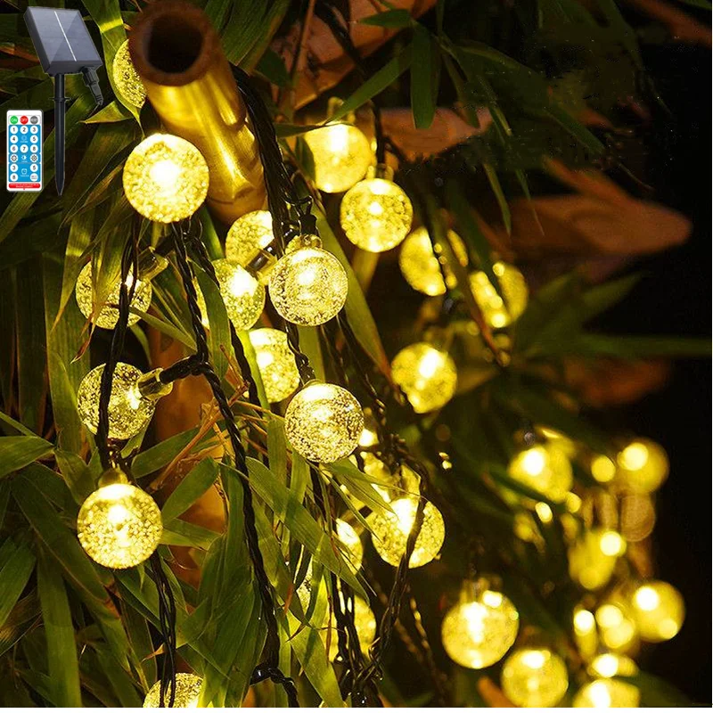 RemoteControlOutdoorSolarStringLightsLEDCrystalFairyLight12M