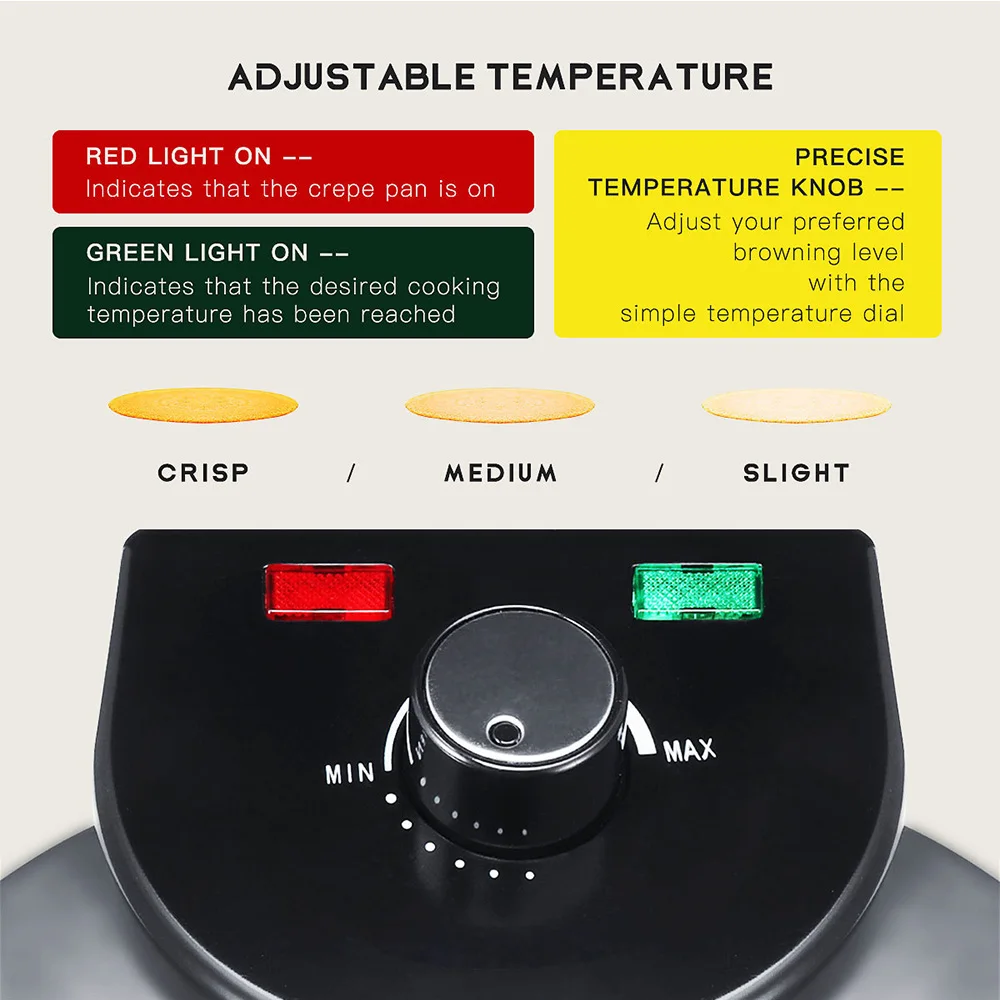 Household 1500W Electric Roti Maker Uniform Heating Non-Stick Adjustable Firepower Tortilla Quesadilla Baking Crepe Pan Maker 5
