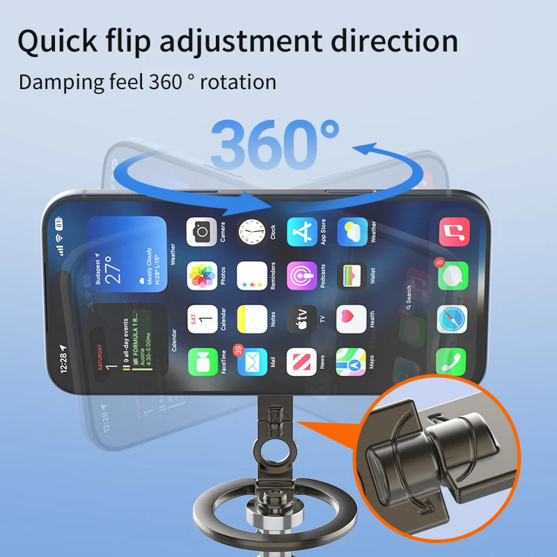 Magnetic Multifunctional Foldable Metal Phone Holder - Double-Sided and Universal Compatibility