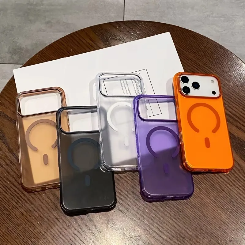 Translucent Magnetic Wrist Strap Phone Case - Matte, Anti-Drop & Shockproof Cover