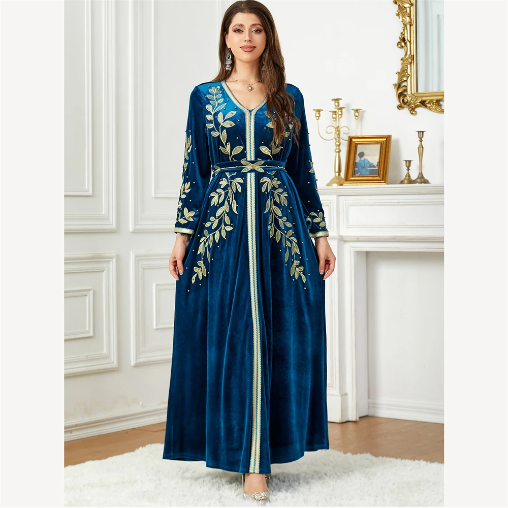 

New Ramadan Abaya Jalabiya Velvet Clothes For Women Kaftan Femme Musulmane Muslim Long Dress Caftan Marocain Turkey Islam Robe