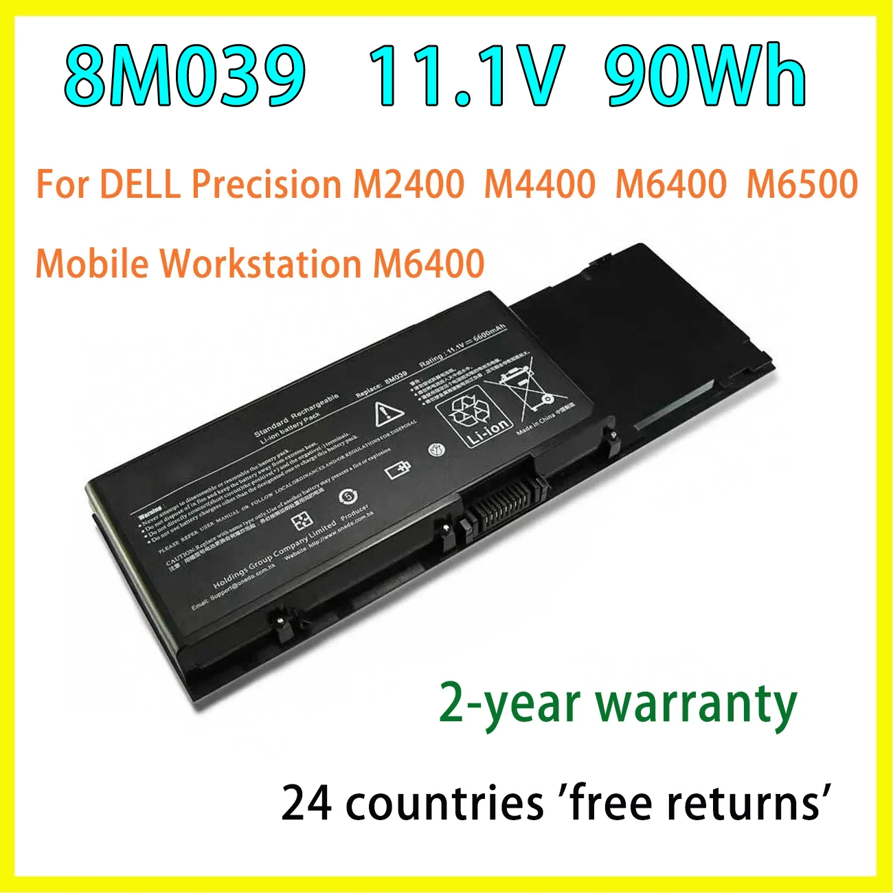 

Новый аккумулятор 8M039 DW842 для ноутбука Dell Precision M2400 M4400 M6400 M6500 Series 312-0873 C565C J012F 11,1 V 90WH высокое качество