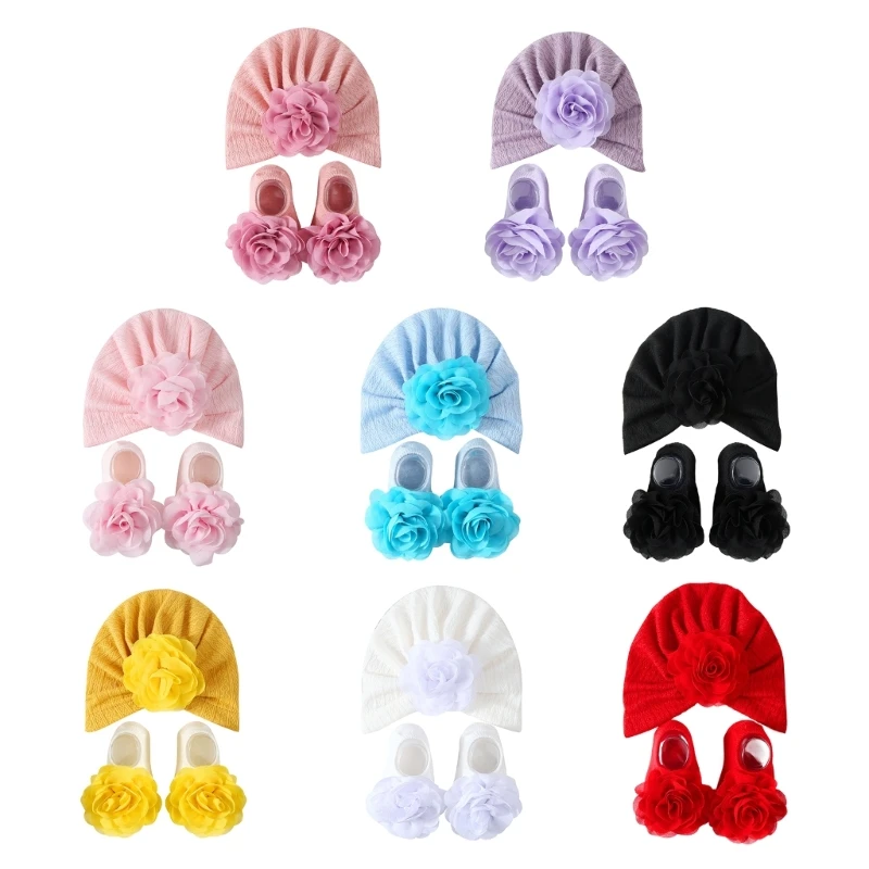 

Y1UB Fashionable Baby Hat with Socks Newborns Hat Socks Addition to Any Outfit