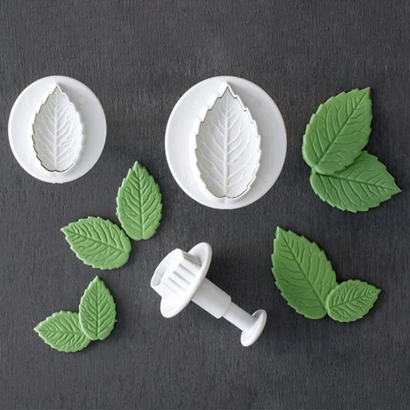 

3Pcs Christmas Leaves Cookie Cutters Biscuit Stamp Baking Mold Leaf Shaped For Kitchen Chocolates Cake Decorating Fondant Tools