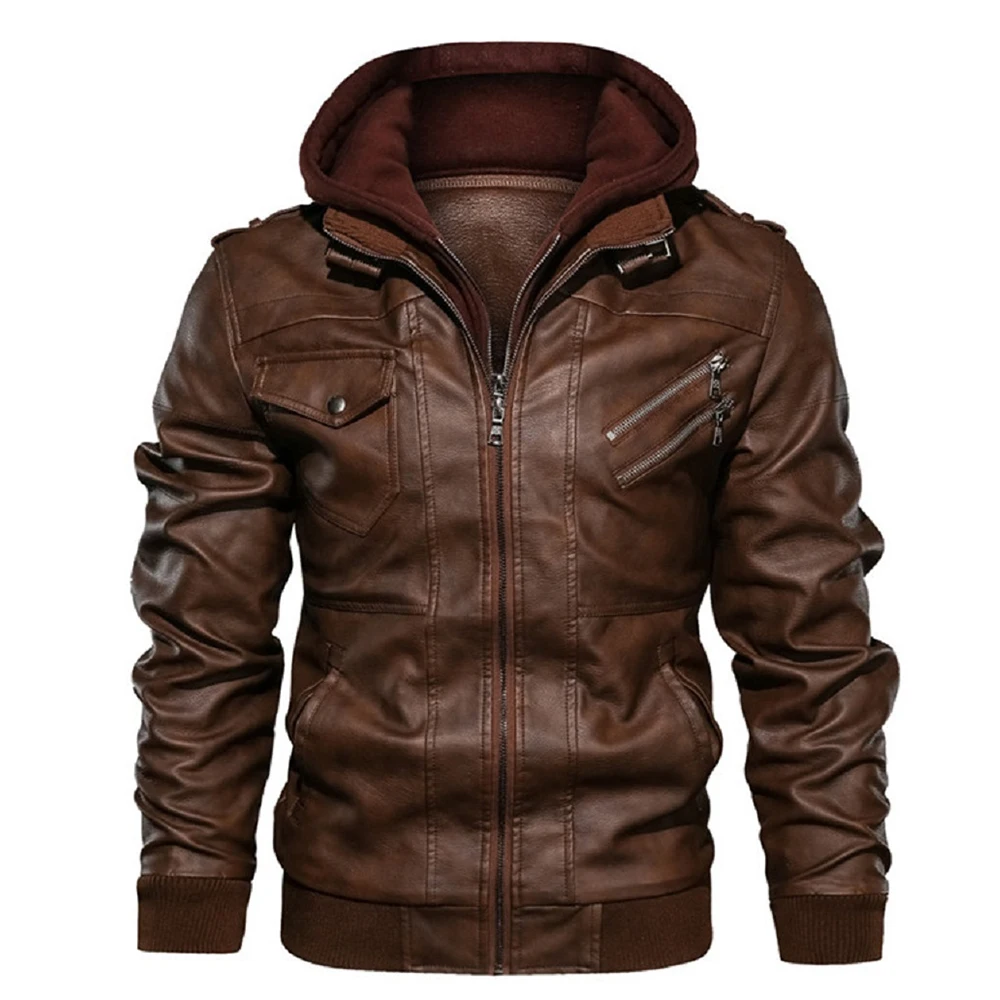 KB New Men's Leather Jackets Autumn Casual Motorcycle PU Jacket Biker Leather Coats Brand Clothing EU Size SA722 image_2