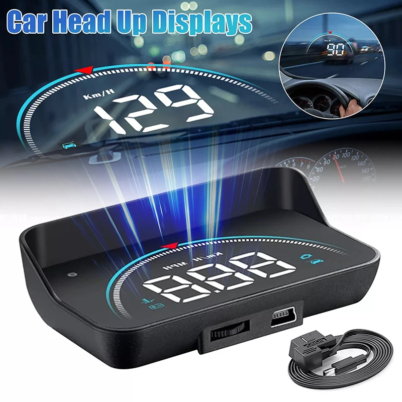 @*M8 Car HUD Head Up Display OBD2 Avviso di velocità eccessiva Proiettore digitale LED elettronico per temperatura dell'acqua sul parabrezza