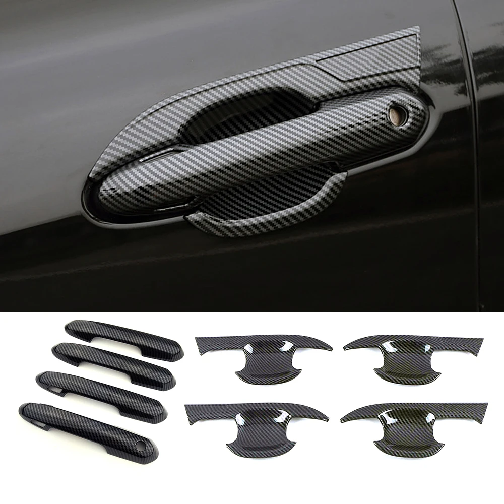 

Наружная часть из углеродного волокна для Toyota Highlander XU70 2022, цветная наклейка на дверную ручку, крышку чаши, защитная декоративная наклейка