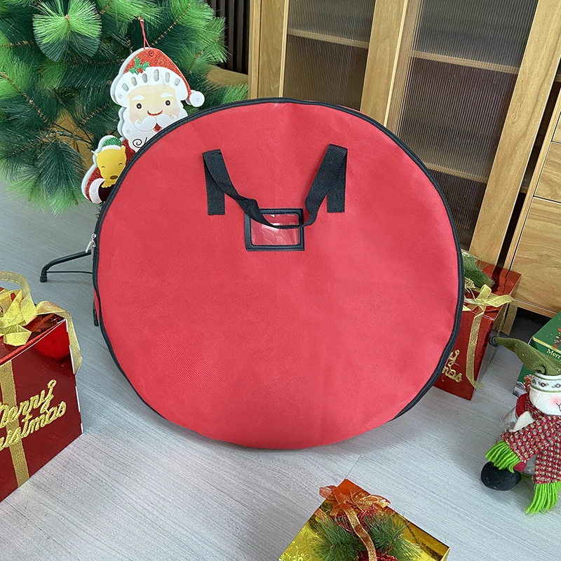 Round Foldable Christmas Tree Bag Xmas Wreath Storage Bag For Storing Christmas Garland Dustproof Cover Home Storage Bags 5