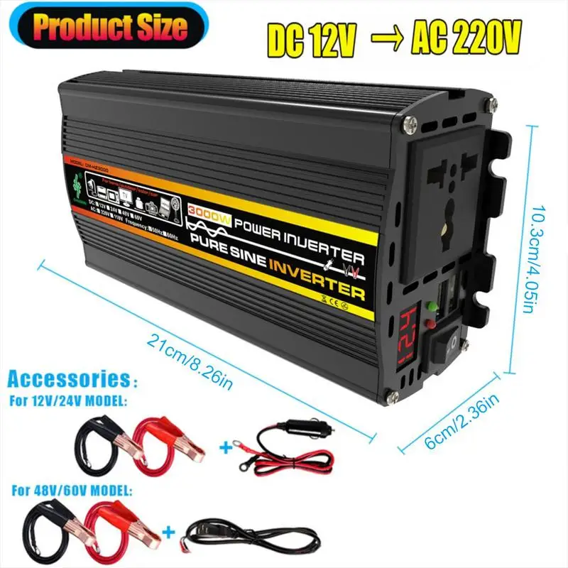 

Car Power Inverter 500W 12V To 220V Sine Wave RV Truck Solar Inverter Car Charger Adapter Inverter For Camping Outdoor Or Travel