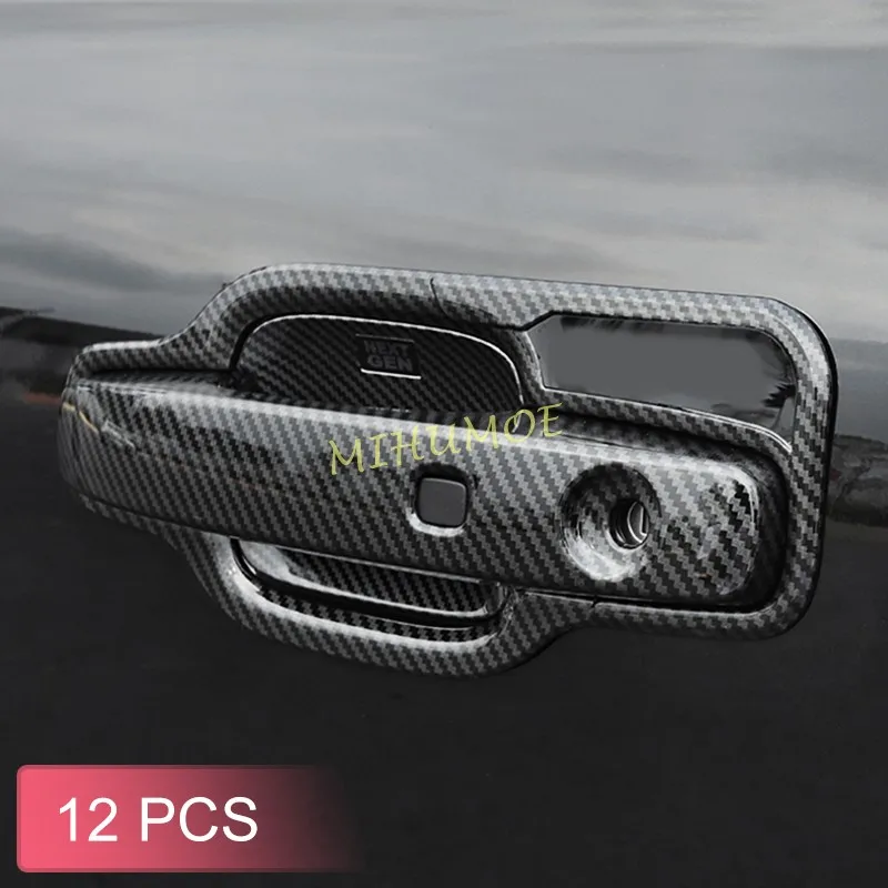 

Крышка дверной ручки из углеродного волокна + комплект ободков для 2023 2024 Ford Ranger Everest с умным отверстием