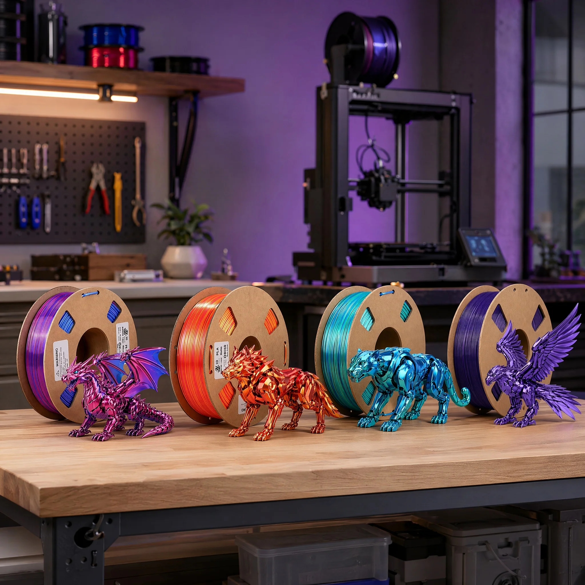1.75mm 실크 PLA 3D 프린터 필라멘트, 듀얼 컬러 공압출 PLA 필라멘트, FDM 3D 프린터용 고광택 인쇄 재료