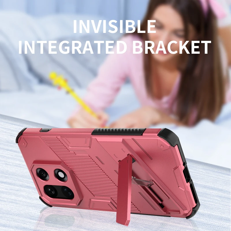 Shockproof Anti-Knock Armor Phone Case with Holder & Full Back Cover