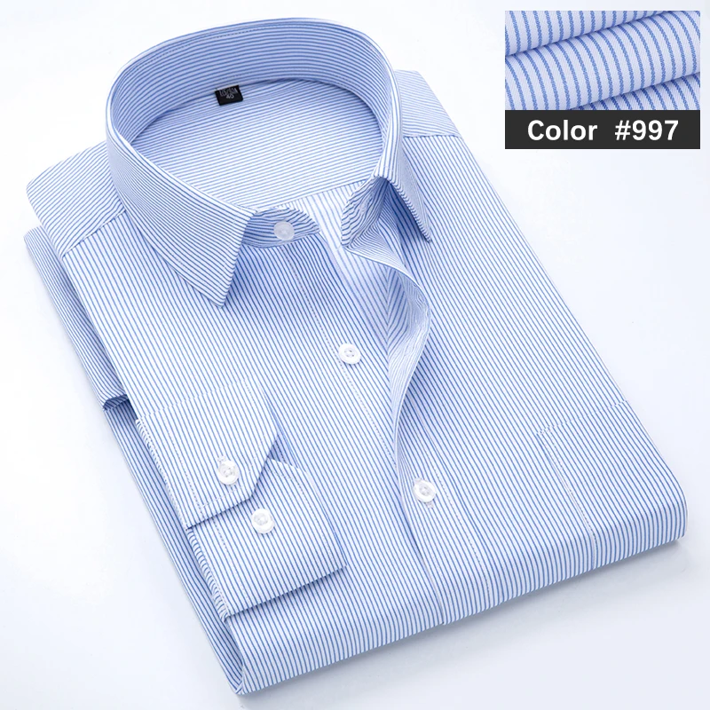 Men's Classic Blue Striped Long Sleeve Casual Shirt