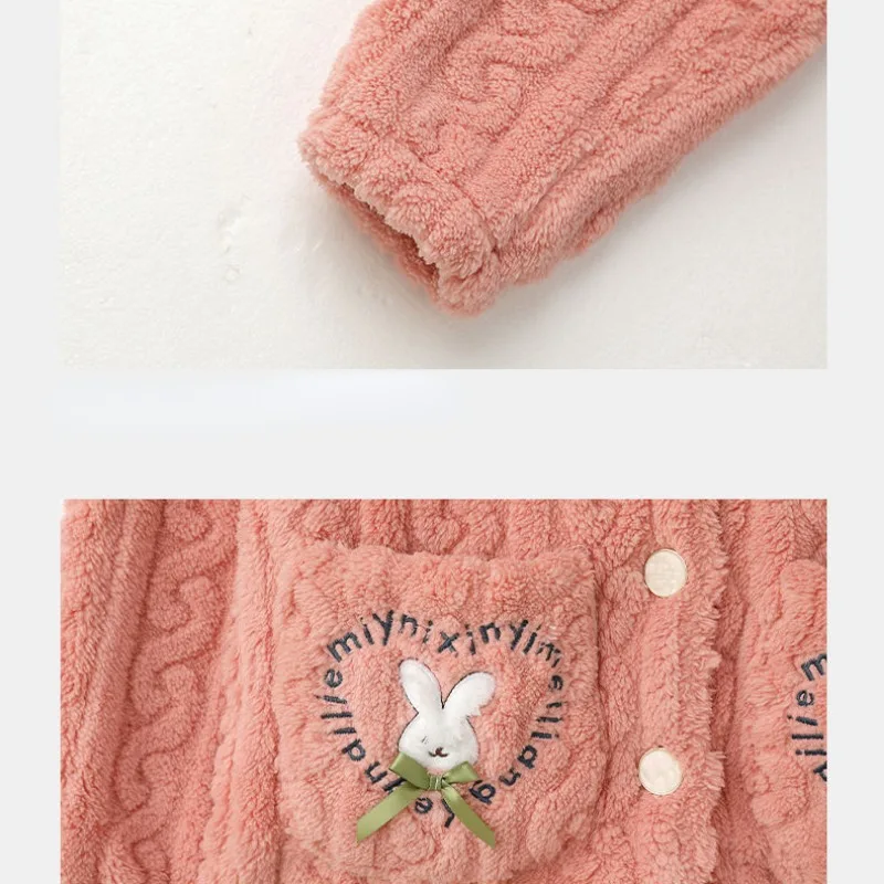 2023 New Coral Velvet Pajamas Women Winter Thickened Loungewear Autumn Flannel Homewear Suit Lapel Loose Warm Fleece Sleepwear