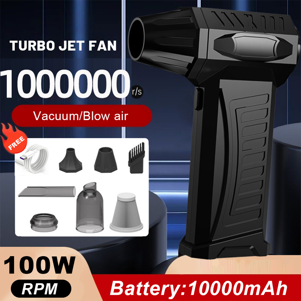 1000000RPM Violent Fan Powerful Air Blower Vacuum Dust Cleaner Type-C Charging Strong Winds 58m/s Brushless Turbo Jet Blower Dry