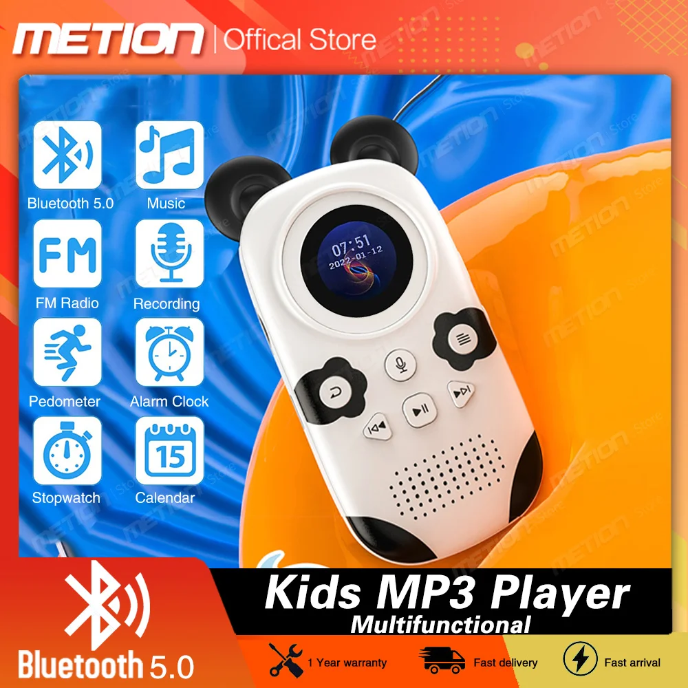 Cute Panda Style Kids Lettore Mp3 Bluetooth 5.0 Con Altoparlanti Bambino Walkman Lettore Sportivo Hifi Portatile Senza Perdita Fm/Sveglia
