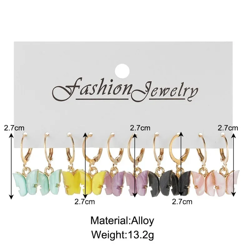 Acrylic Butterfly Earrings 5 Pairs Creative Minimalist Colorful Butterfly Pendant Earrings Elegant Advanced pendant earrings butterfly earrings animal earrings acrylic earrings