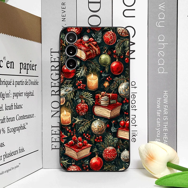 Festive Bookshelf Book Print Christmas Phone Case - Soft Cover