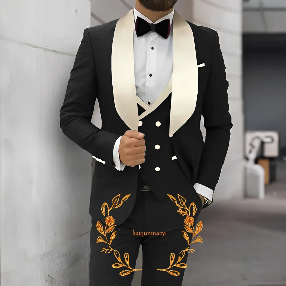 

Elegant 3-piece Men's Suit Formal Groom's Wedding Tuxedo Jacket Pants and Vest Party Groomsmen's Dress XS-5XL
