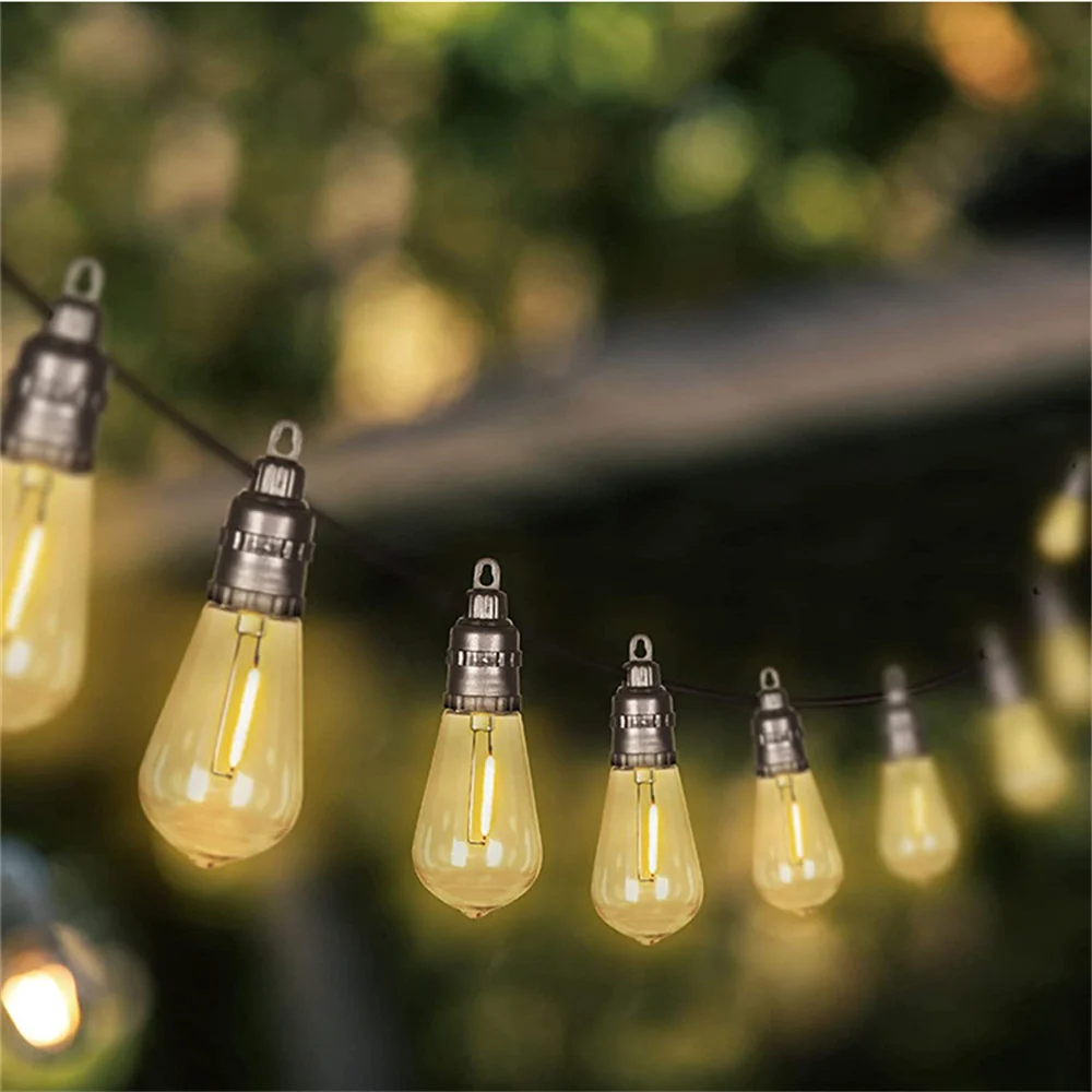 15m 15bulbs Outdoor Led String Lights S14 Retro Edison Filament Bulb