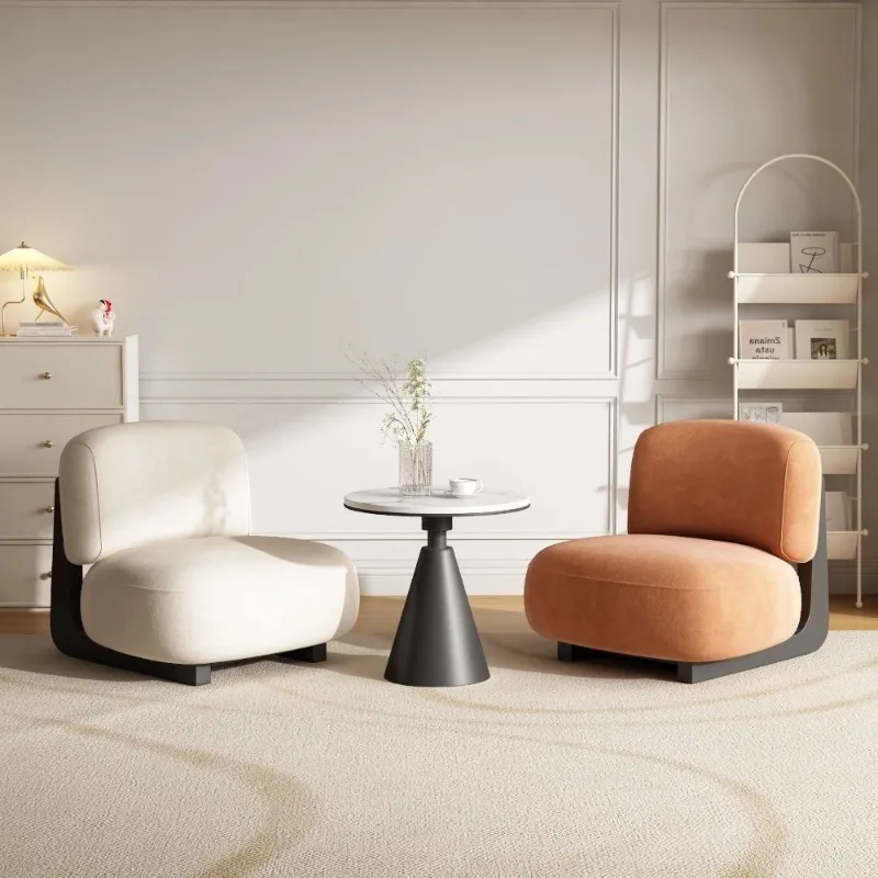 Single Sofa Set Meeting Table Chair Combination Beauty Salon Reception Sofa Balcony Cream Style Lazy Lounge Chair Design Style