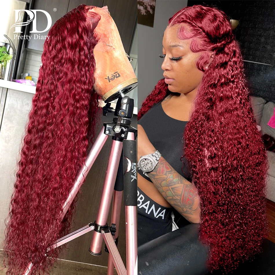 Burgundy Lace Long Curly Lace Front Wigs 28 30 Inch 13x4 99J