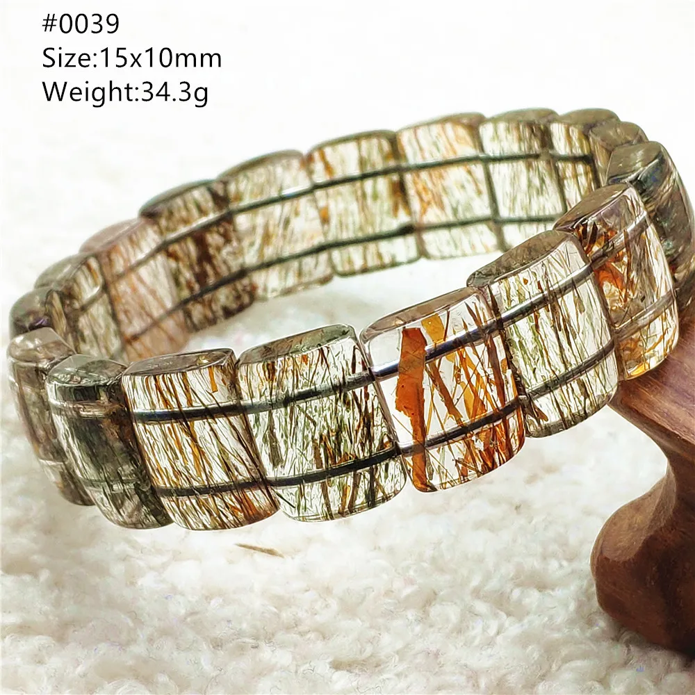 

Natural Black Gold Super 7 Gold Rutilated Quartz Beads Bracelet Women Men Jewelry Green Rutilated Clear Beads AAAAAA