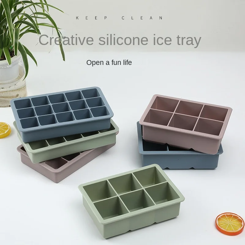 Silicone Ice Cube Mold 3 Color Big Grid Ice Cube Maker Flexible
