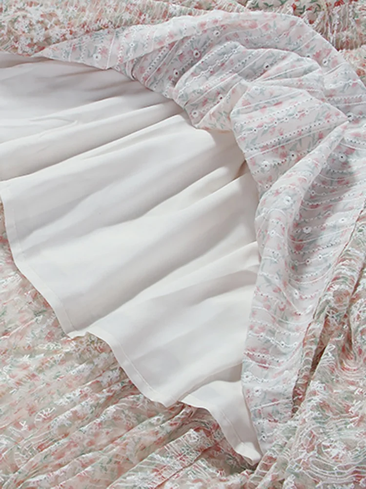 DEAT فستان أنيق زلة عبر خطوط الخصر ضئيلة الزهور ال...