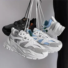 

2022 spring Men's Platform Sneakers Breathable Men Chunky Shoes Trainers Height increase breathable casual sports dad shoes