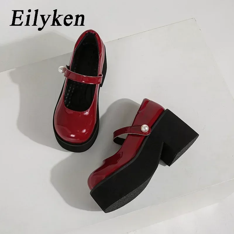 

Eilyken Street Style Platform High Heels Women Pumps Sandals Fashion Round Toe Chunky Elastic Band Banquet Party Shoes