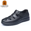 LAORENTOU genuine leather sandals, men's hollow and breathable perforated shoes, casual thick soled non slip leather shoes 4