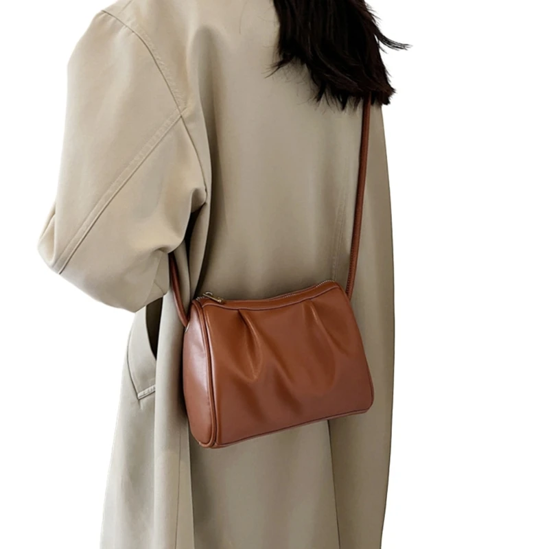 Convenient Cloud Pleated Bag for Shopping and Travel PU Satchel Shoulder Bags