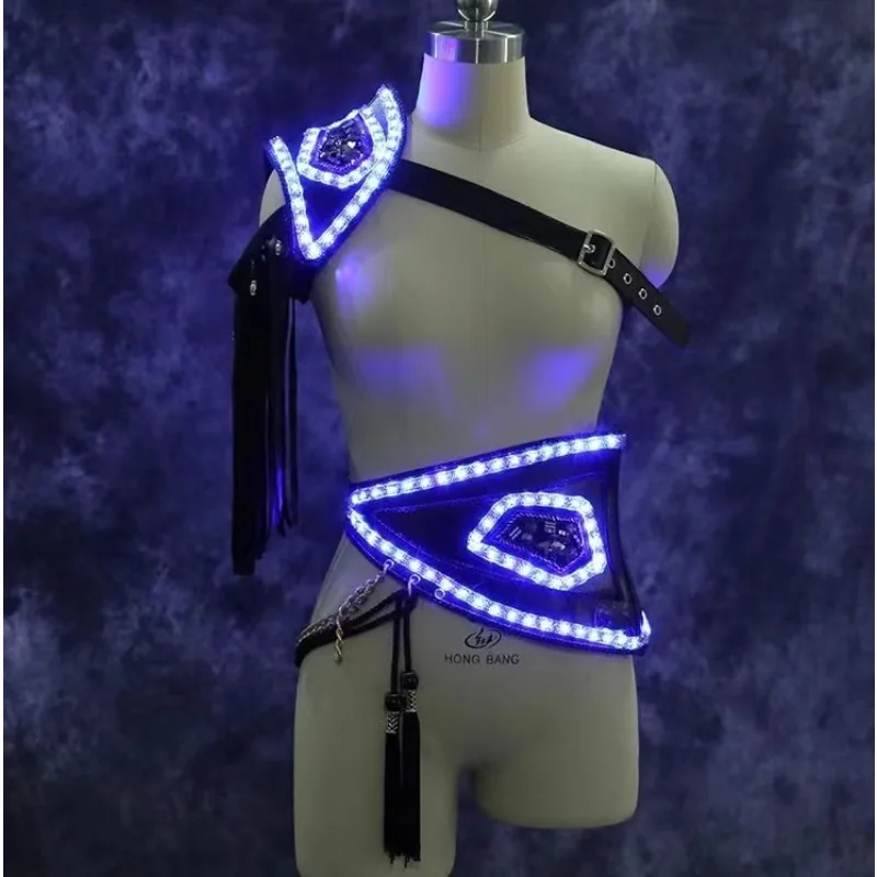 

LED Shawl Waist Belt Carnival Stage Costume Light Up Gogo Rave Outfit for Women Men Singer Dancer Party Nightclub Clothing New