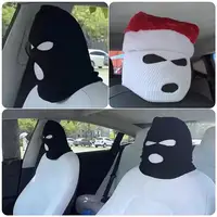 Universal Car Seat Headrest Cover Balaclava 3 Hole Full Cover Halloween Christmas Funny Car Decoration For Tesla BMW  4