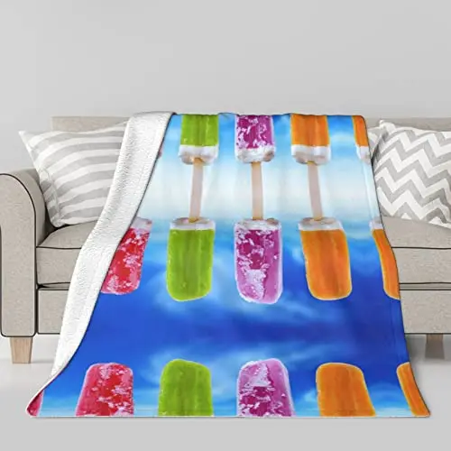 

Four Popsicles Ice Cream Blanket Ultra-Soft Fleece Blanket Lightweight Warm Blanket for Living Room Decoration King Queen Size