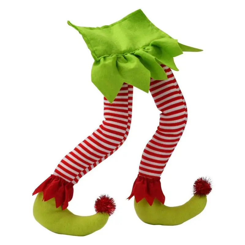

Elf Legs For Christmas Decorations Plush Santa Claus Elf Legs Ornament Stuffed Leg Figure Toy Stuck In Christmas Tree Bendable
