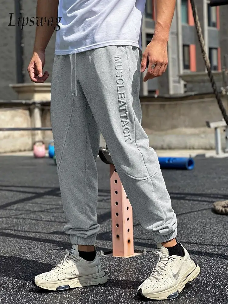 

Cotton Sweatpants Mens Autumn Training Running Ankle Pants Casual Solid Color Slim Drawstring Trouser For Men Fashion Streetwear