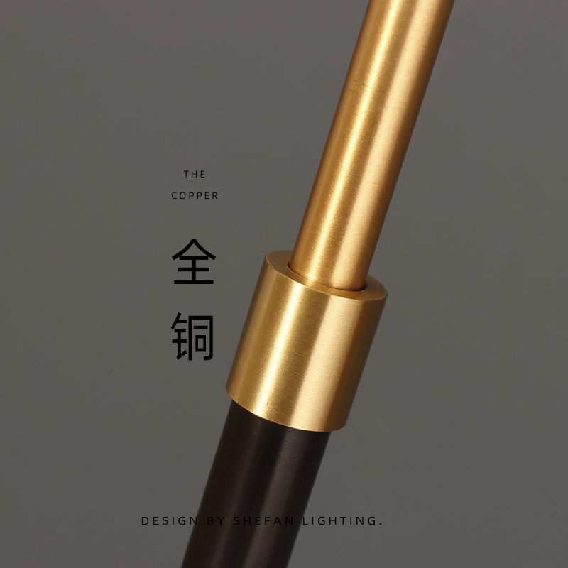 Scandinavian All copper High grade Led Floor Light Living Room Study American Vintage Standing Lights