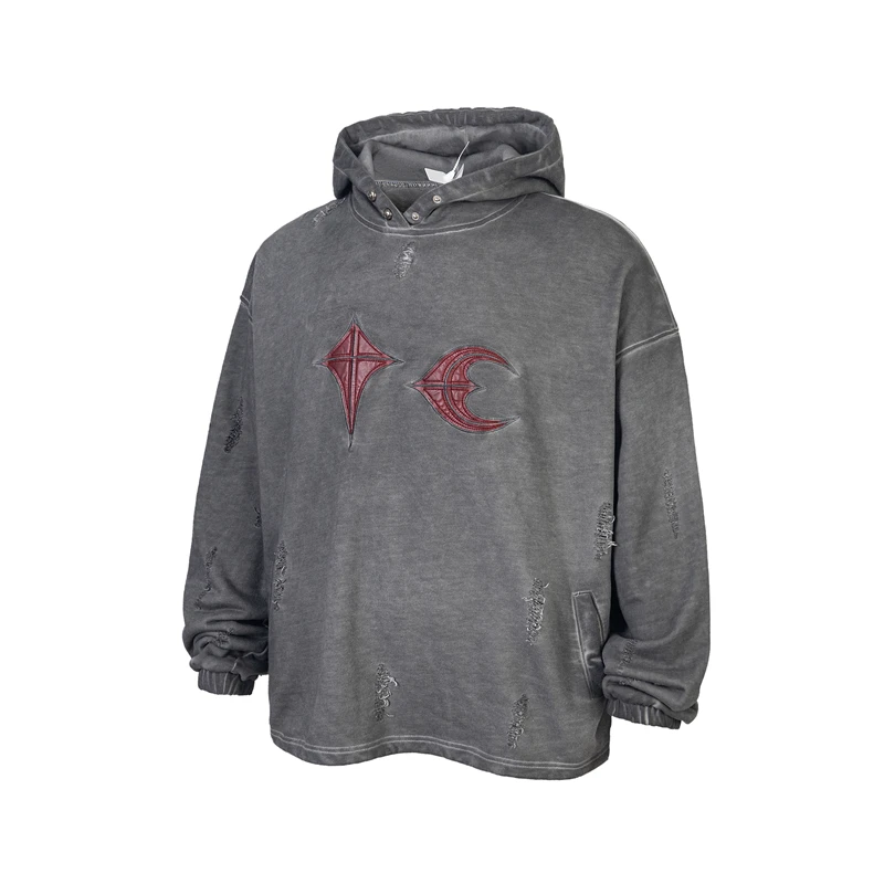 New Thug Club Dirty Dye Wash Vintage Damaged Hooded Sweater