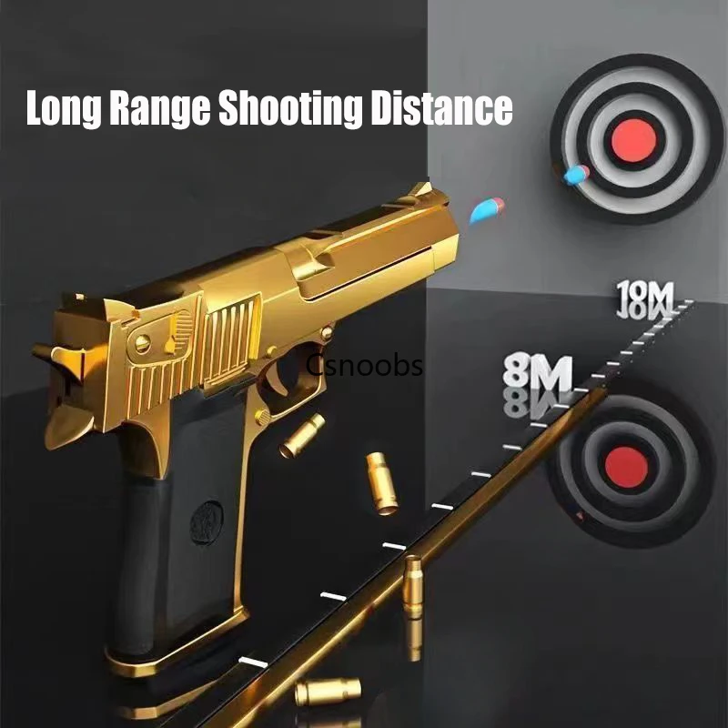 Toy Guns Mechanical Automatic Desert Eagle Shell Ejection Airsoft Pistol Continuous Firing Soft Bullet For Children Shooting