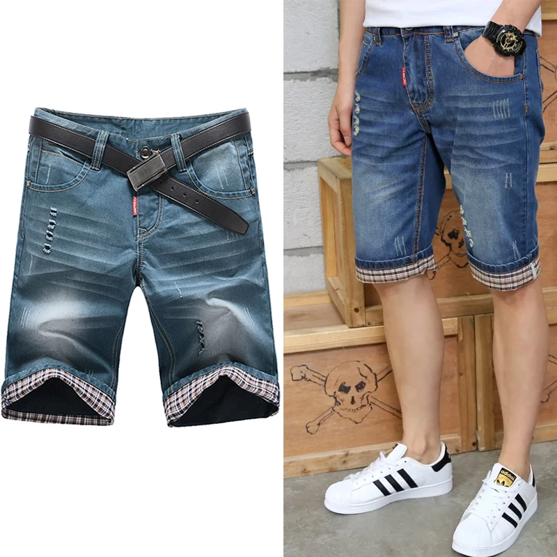 Big size Denim shorts Summer Shorts Men Ripped Jeans washed slim baggy straight Pants Casual Shorts Plus Size