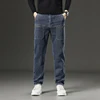 6 Pocket Design Denim Jeans Men's 2024 New High Elasticity Denim Casual Trousers Straight Male Pants Fashion Mid-waist Jeans 2