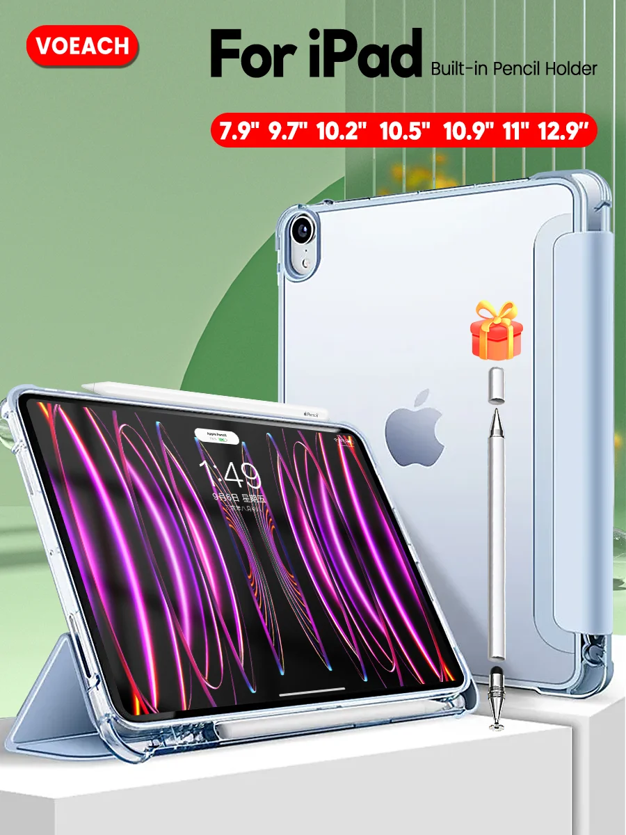 

For iPad Air 5 2022 Case With Pencil Holder Cover For iPad 10.2 8th 7th generation 9.7 6th 5th Air 1 2 3 Pro 11 10.5 Case 2022