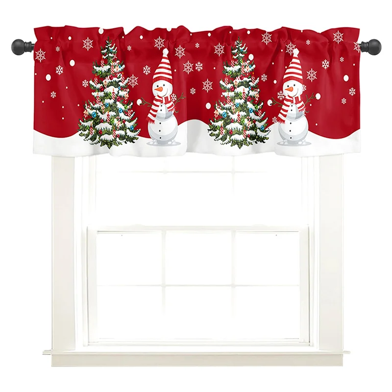Description Picture 6 of itemChristmas Window Curtain Snowflake Short Curtain Kitchen Cafe Cabinet Partition Valance Bedroom Blackout Small Drapes Home Decor